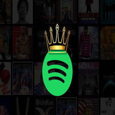 Green Spotify logo with a golden crown on it - Found on the Blog Page of Topline Vocals website vokaal.com