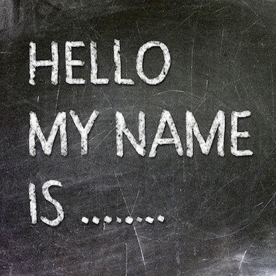 Chalkboard with "Hello My Name Is" written on it - Found on the Blog Page of Topline Vocals website vokaal.com